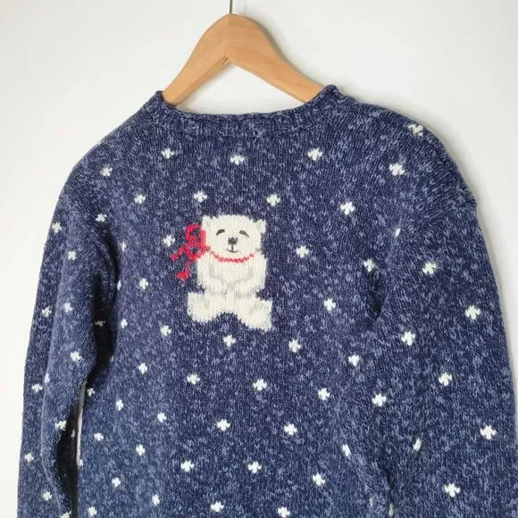 Vintage MARISA CHRISTINA Teddy Bear Sweater Sz S Wool Blend 3/4 Sleeve Christmas - Picture 6 of 8